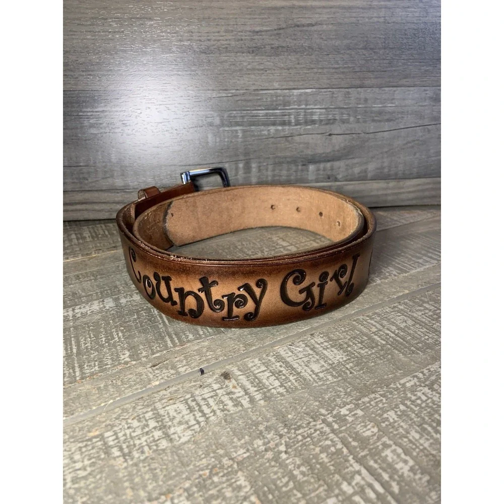 Country Girl‎ Leather Belt Horse Embossed Measures 42